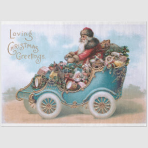 Papel De Seda Papais noeis Whimsical Vintage em carro Ornamentad