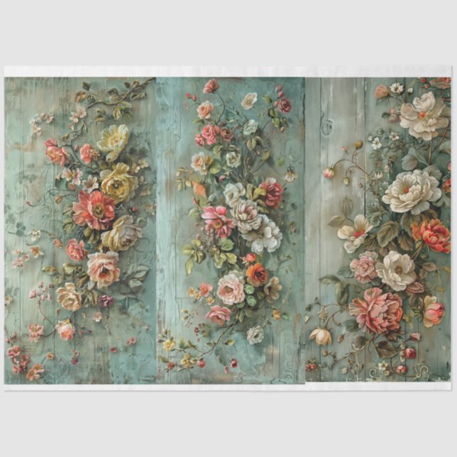 Papel De Seda Papéis Azuis Florais Para Breadboards Design (Frente )