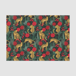 Papel De Seda Papel-chave do Leopardo e Rosas