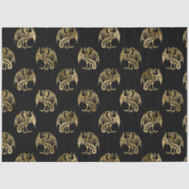 Papel De Seda Papel-chave Elegante Black Dourado Dragon