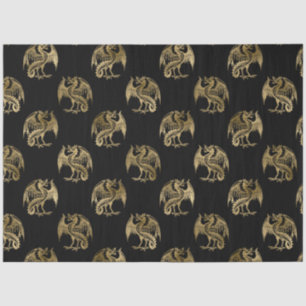 Papel De Seda Papel-chave Elegante Black Dourado Dragon