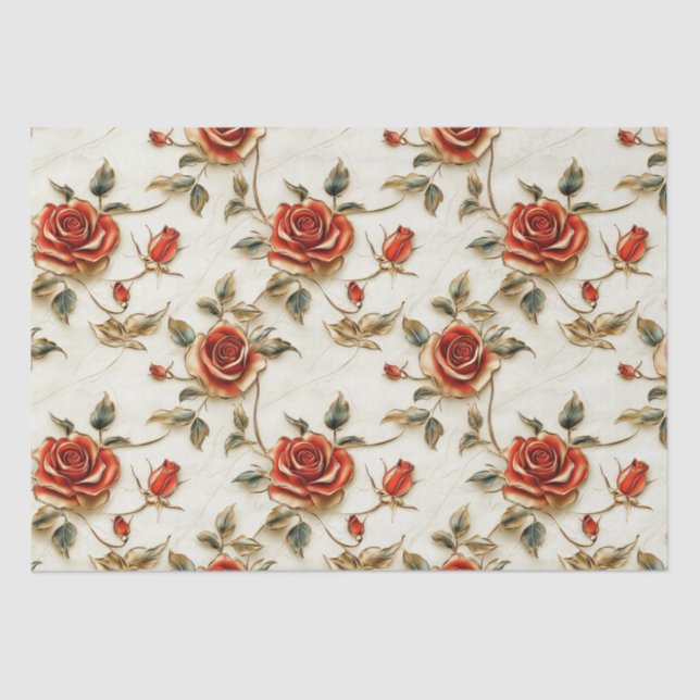 Papel De Seda Papel-chave para Rosas Dourados vermelhos (Frente )