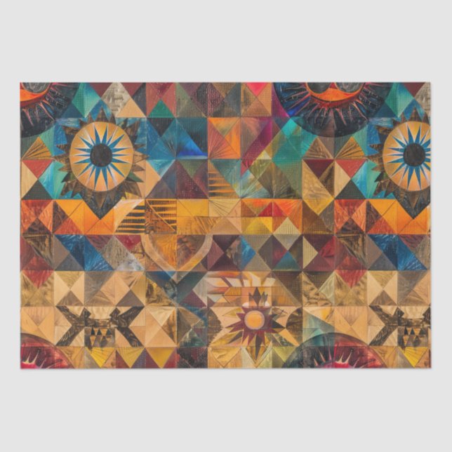 Papel De Seda Papel-Padrão "Artístico Herdado" de Luxe Teal (Frente )