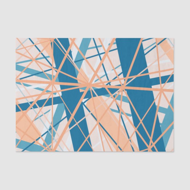 Papel De Seda Papel-Padrão Azul Legal Geométrico abstrato (Frente )