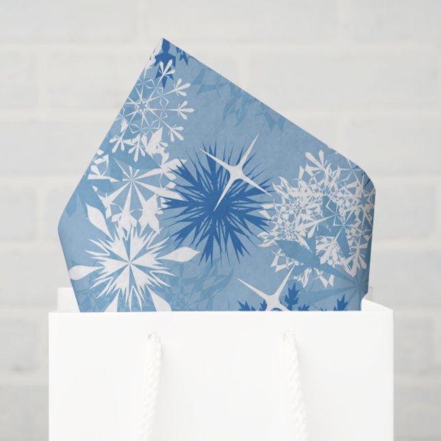 Papel De Seda Papel-padrão branco azul escamudo (Sacola de presentes)