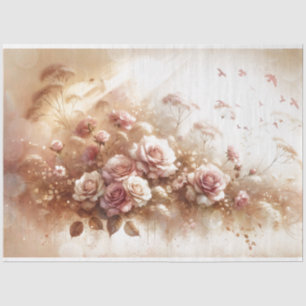Papel De Seda Papel-Padrão de Decoupage Floral Cor-de-Rosa-Sonho