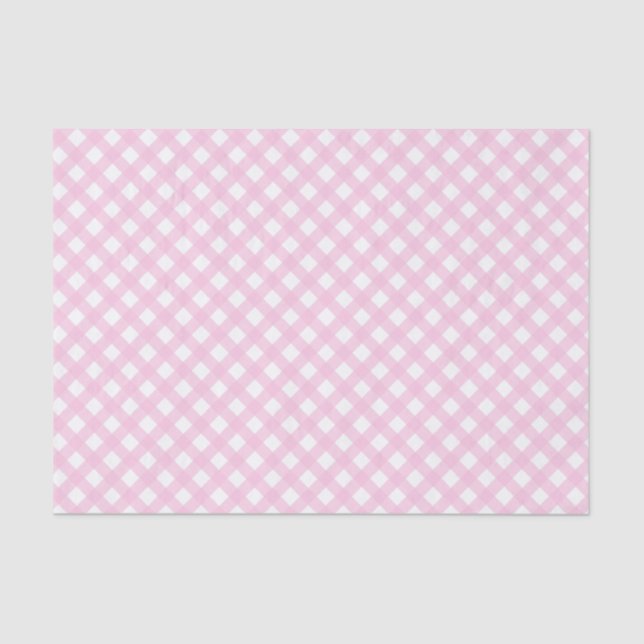 Papel De Seda Papel-Padrão de Gingham Rosa Suave (Frente )
