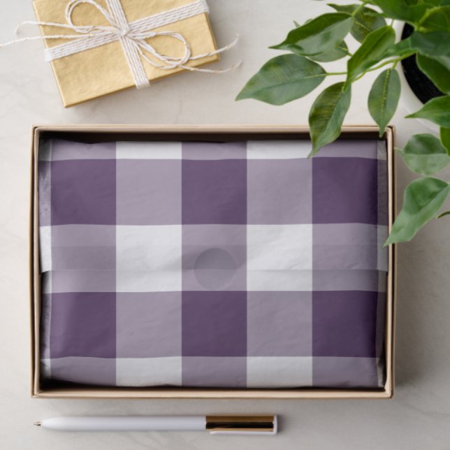 Papel De Seda Papel-Padrão de Gingham Roxo e Branco (Presente)