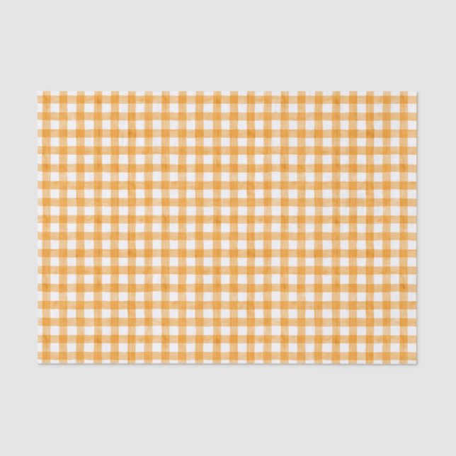 Papel De Seda Papel-Padrão Laranja Gingham (Frente )