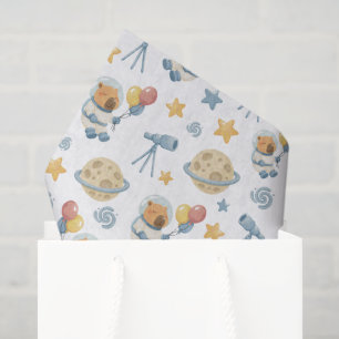 Papel De Seda Papel-Padrão sobre o Tecido Capybara Astronaut