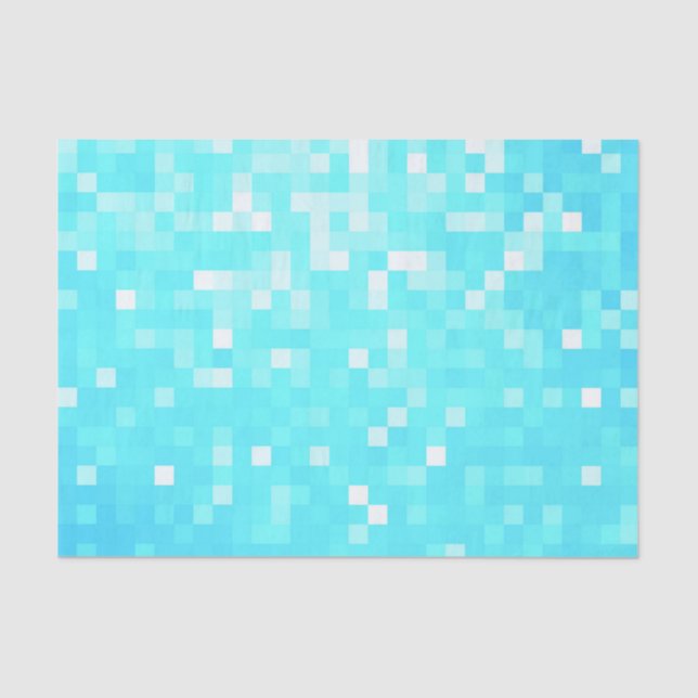 Papel De Seda Papel-Padrão Turquesa Pixels Aqua (Frente )