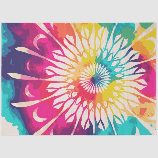 Papel De Seda Papel-Tecido Rainbow Tie-Dye 5 (Frente )