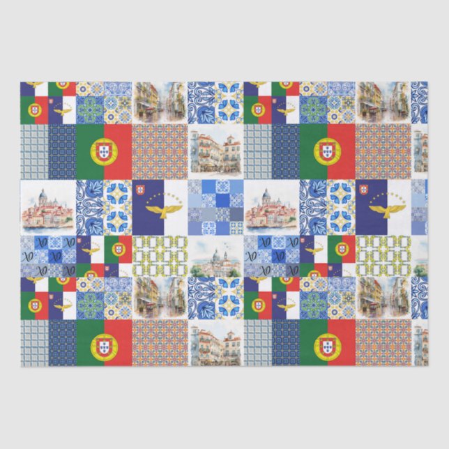 Papel De Seda Papel-tecidos da bandeira de Portugal e da bandeir (Frente )