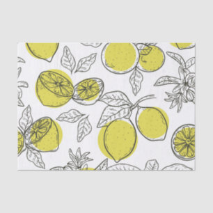 Papel De Seda Papel-tecidos de Decoupage do limão desenhado à mã
