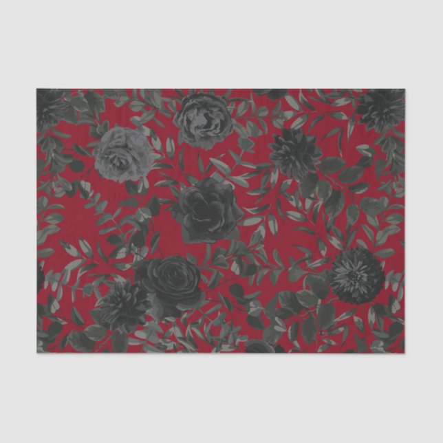 Papel De Seda Papel-tecidos de Rosa gótico vermelho e preto (Frente )