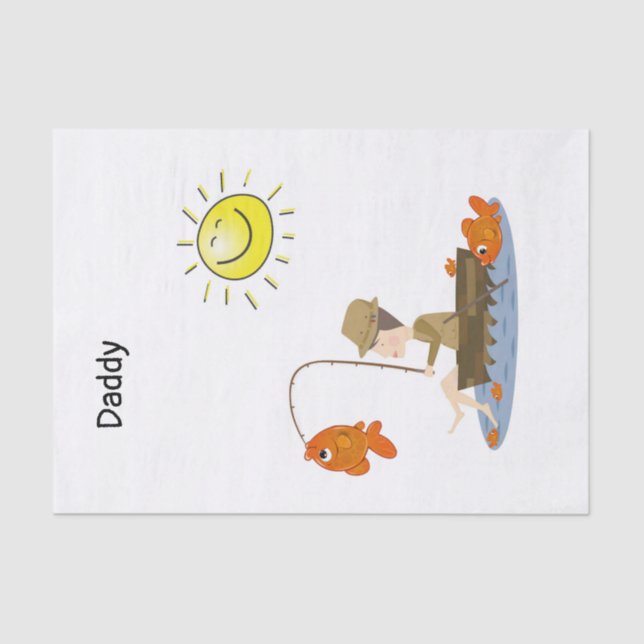 Papel De Seda Papel-tecidos Pesca Pescador Peixe Barco-Sol (Frente )