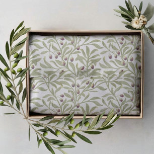 Papel De Seda Papelaria Botânica de Galho de Oliveira Verde Sage