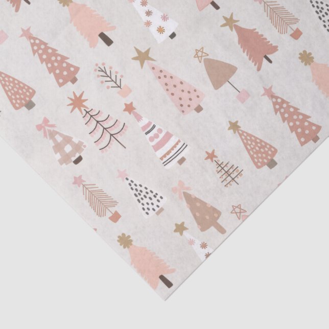 Papel De Seda Papier de soie Sapin Noël Rose Scandinave (Detalhes)