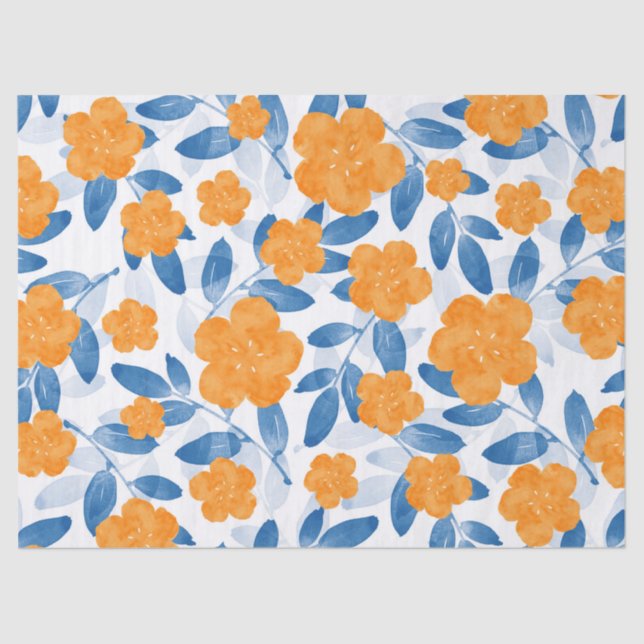 Papel De Seda Papoila aquosa e padrão de folhas (Frente )