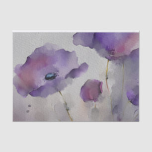 Papel De Seda Papoulas Aquarela Roxas