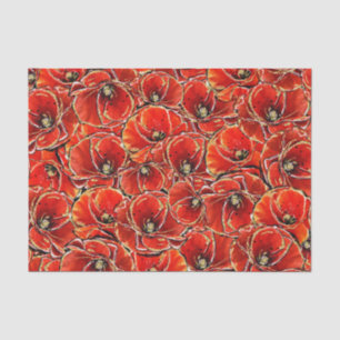Papel De Seda Papoulas Comemorativas Elegantes em Vermelho e Dou