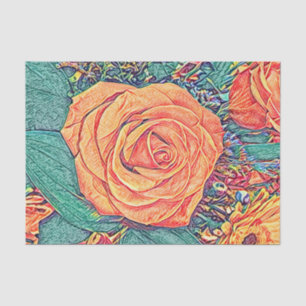 Papel De Seda Paquaria Rosa aquarela e lápis