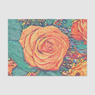 Papel De Seda Paquaria Rosa aquarela e lápis Arte