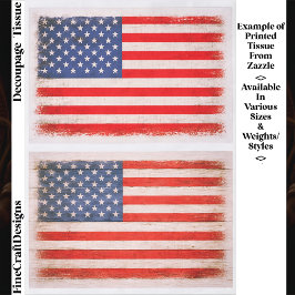 Papel De Seda Par de Bandeira Americana Desgastada à Luz EX1 Dec