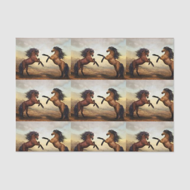 Papel De Seda par de cavalos selvagens (Frente )