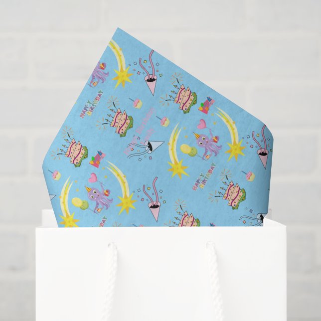 Papel de Seda para Cupcake de Oitavou Happy Birthd (Sacola de presentes)