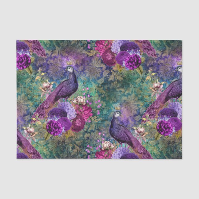 Papel de seda para decoupage com pavão (Frente )