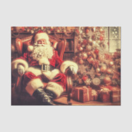 Papel de seda para decoupage do Papai Noel retrô