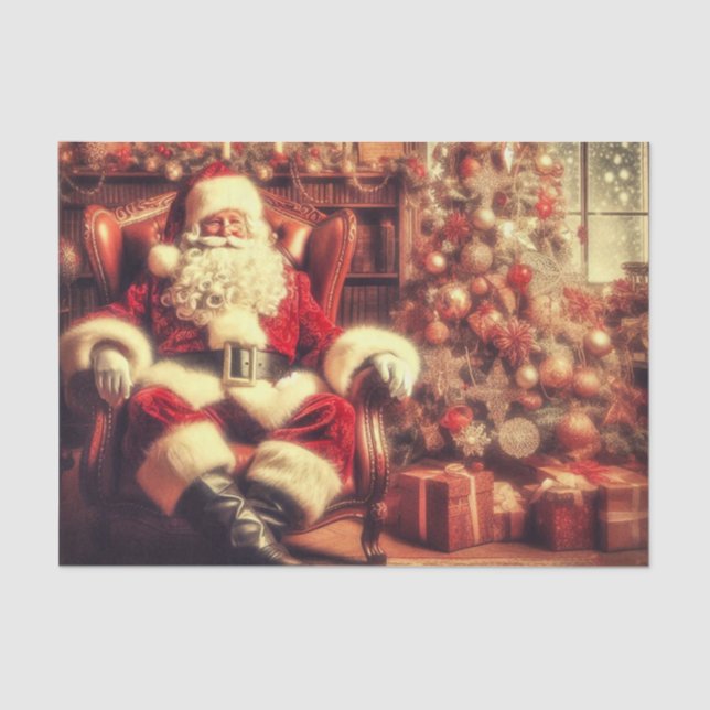 Papel de seda para decoupage do Papai Noel retrô (Frente )