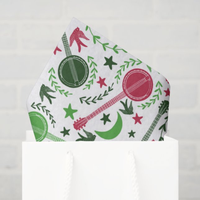 Papel De Seda Para Jogadores De Banjo Padrão De Arte Folclórica  (Sacola de presentes)