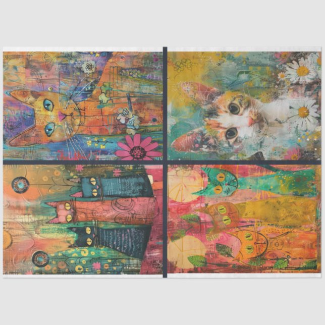 Papel De Seda Para o Artista Cat Themed Lixo Diário 3 (Frente )