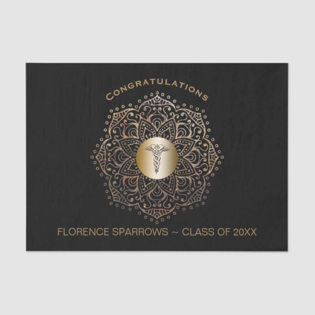 Papel De Seda Parabéns da graduação da enfermeira da Faculdade (Frente )