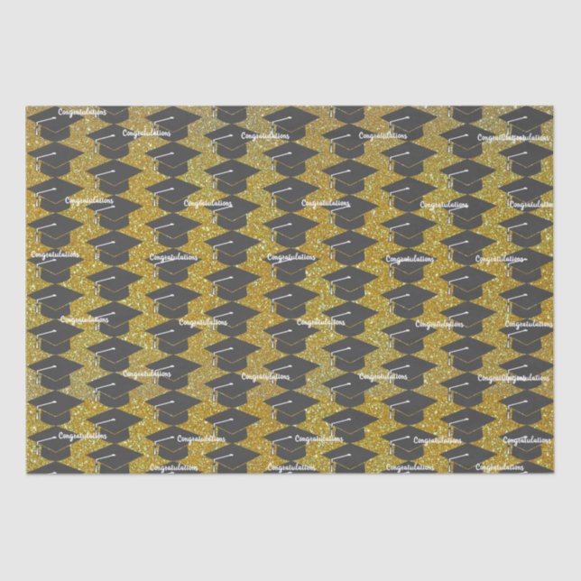 Papel De Seda Parabéns de graduação Boné Dourado Largura (Frente )