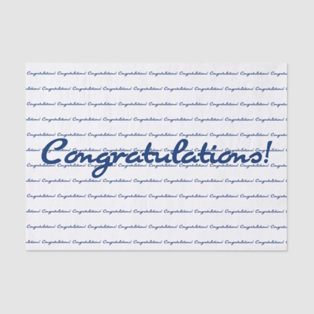 Papel De Seda Parabéns! Padrão de repetição azul (Frente )