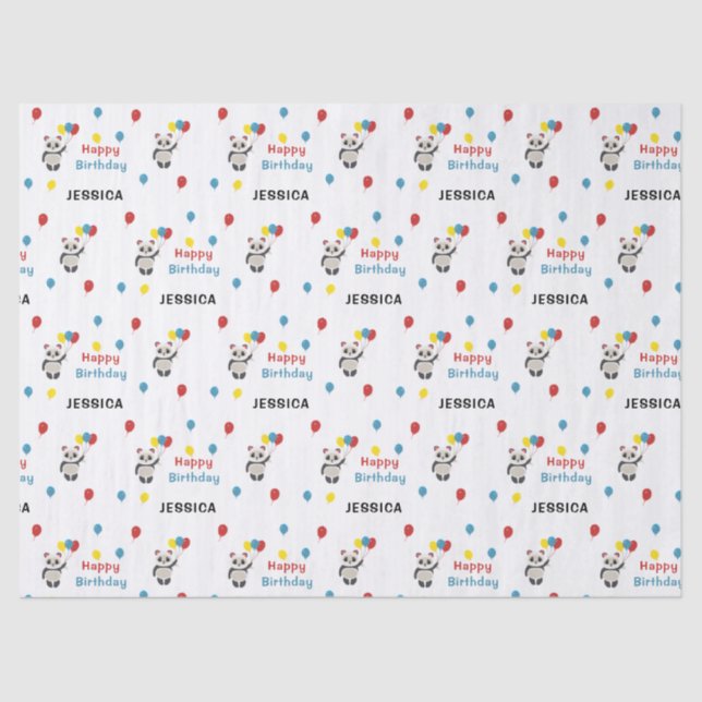 Papel De Seda Parabéns Panda Urso Branco (Frente )