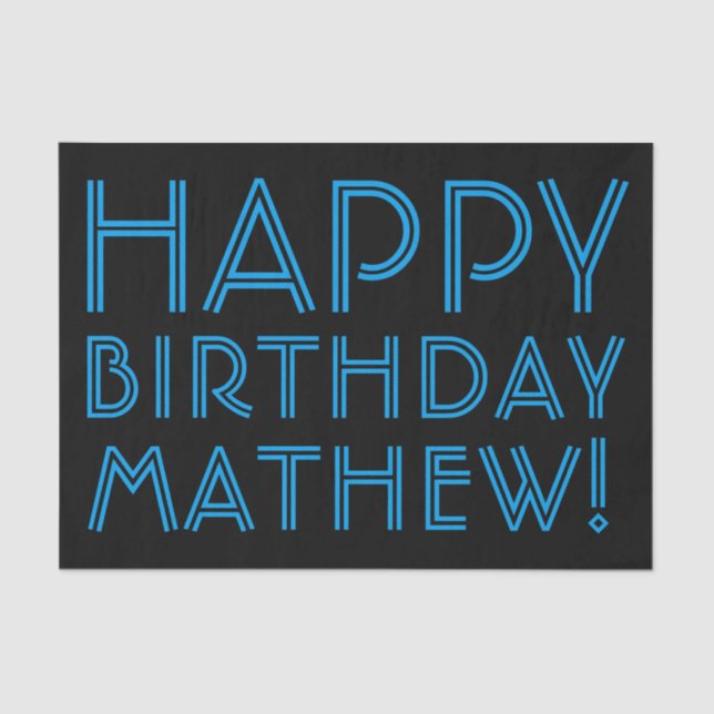 Papel De Seda Parabéns (QUALQUER NOME) | Azul e preto (ou morrer (Frente )