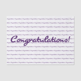 Papel De Seda Parabéns! Script casual roxo escuro