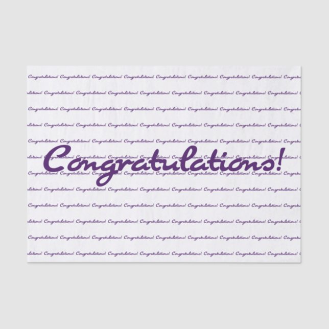 Papel De Seda Parabéns! Script casual roxo escuro (Frente )