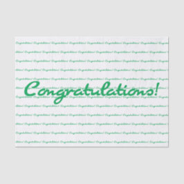 Papel De Seda Parabéns! Script Casual Verde Repetindo