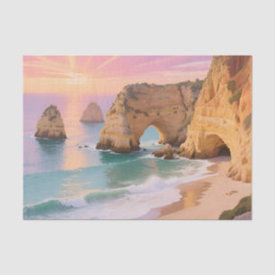 Papel De Seda Paraíso das Cavernas Marinhas ao Pôr do Sol