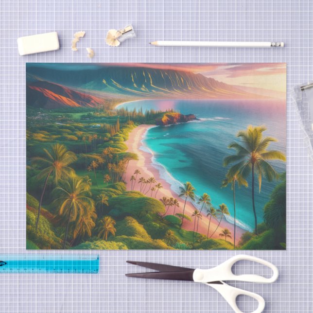 Papel De Seda Paraíso Tropical da Ilha de Maui (Arte )