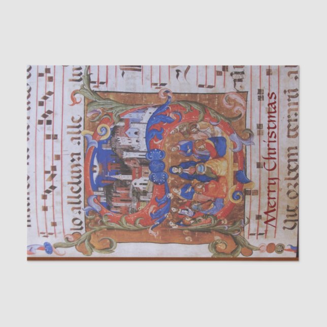 PAPEL DE SEDA PARCHES DE NATAL DE MÚSICA CHORAL COM SANTOS (Frente )