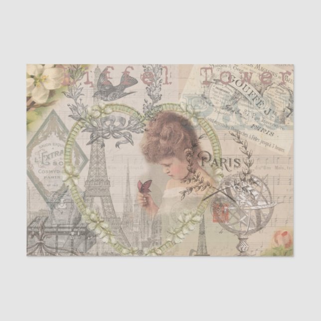 Papel De Seda Paris France Bonito Girl Eiffel (Frente )