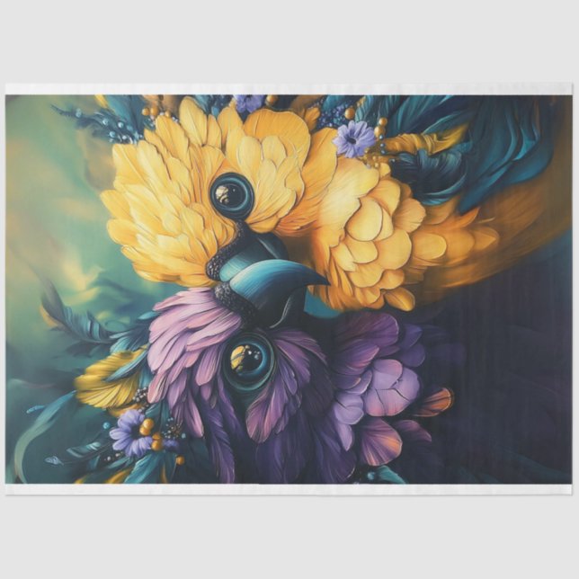 Papel De Seda Parques de Conure Amarelo-Teal Dissociáveis (Frente )