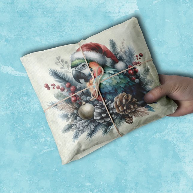 Papel De Seda Parrot Seasons Tropical Saudações Natal (Criador carregado)