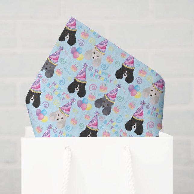Papel De Seda Parti Poodle Tissue Paper in Blue (Sacola de presentes)